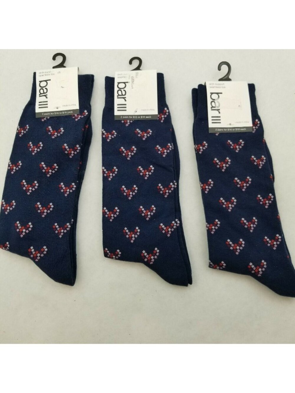 Lot of 3 Bar III Men's Cotton Blend Breathable Dress Socks size 7-12 New  $30